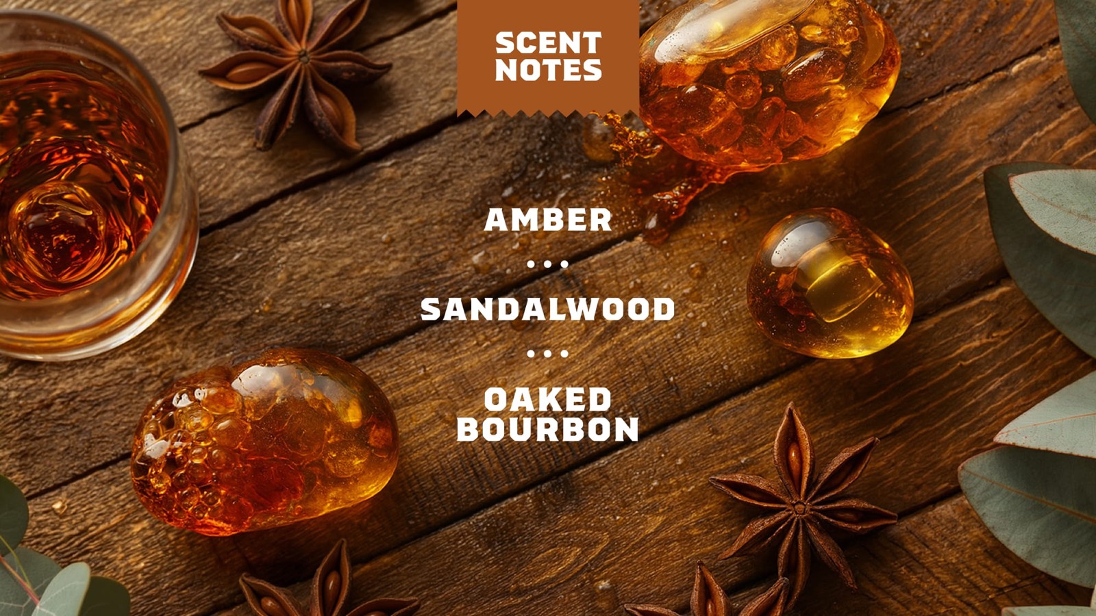 Wood Barrel Bourbon scent notes: amber, sandalwood, oaked bourbon